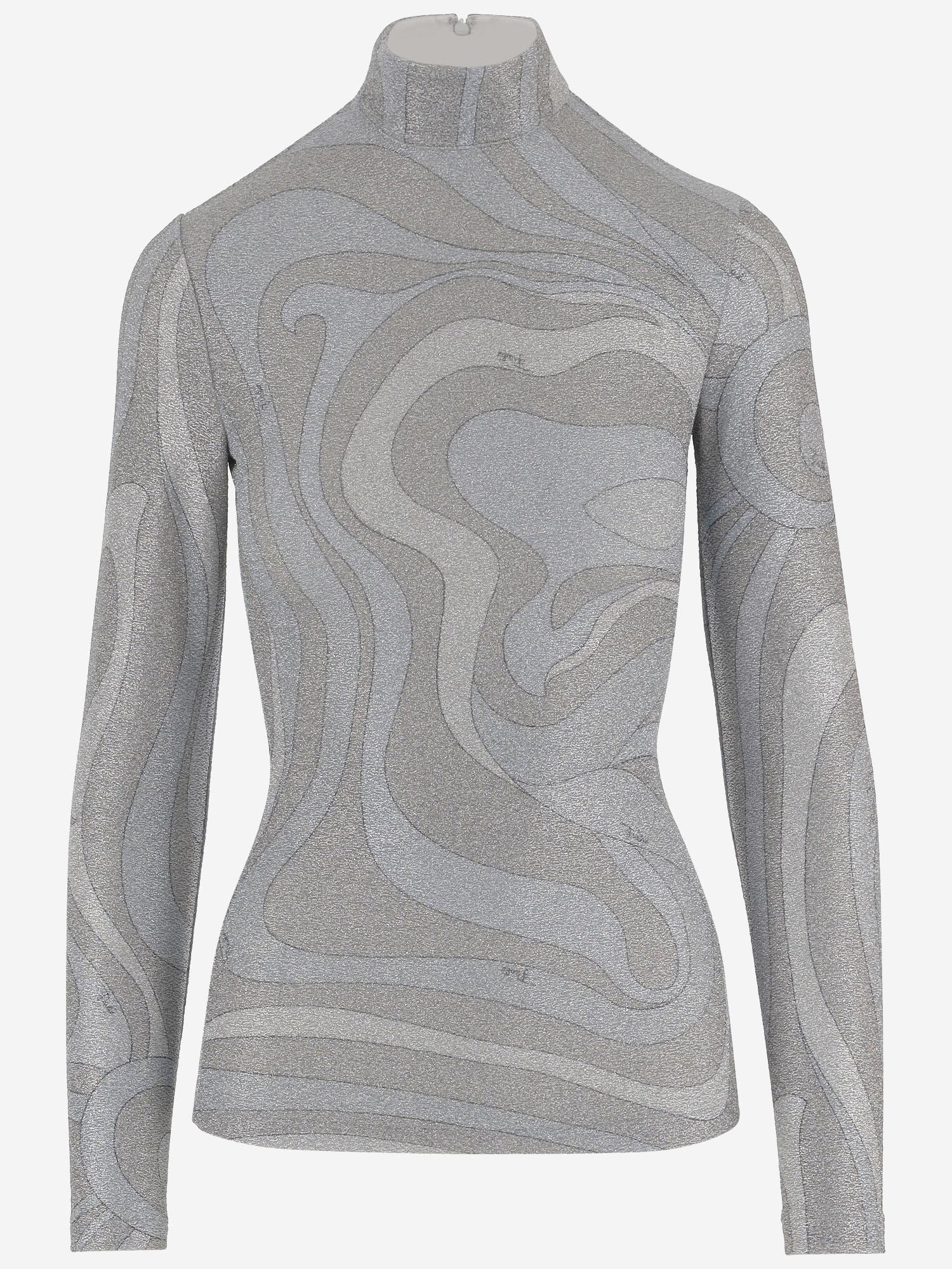 MAGLIA IN JERSEY LAMé CON MOTIVO ASTRATTO 5UJM11 5U767987 EMILIO PUCCI 