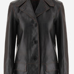 Giacca in pelle effetto invecchiato 838397 XNBAZ1080 GUCCI 