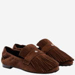 Mocassini ballerina in suede con frange decorative 176837 200 TORY BURCH 