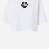 T-SHIRT CROPPED CON RICAMO LOVE BIRDS 106814 A3AMZZ1 PINKO 