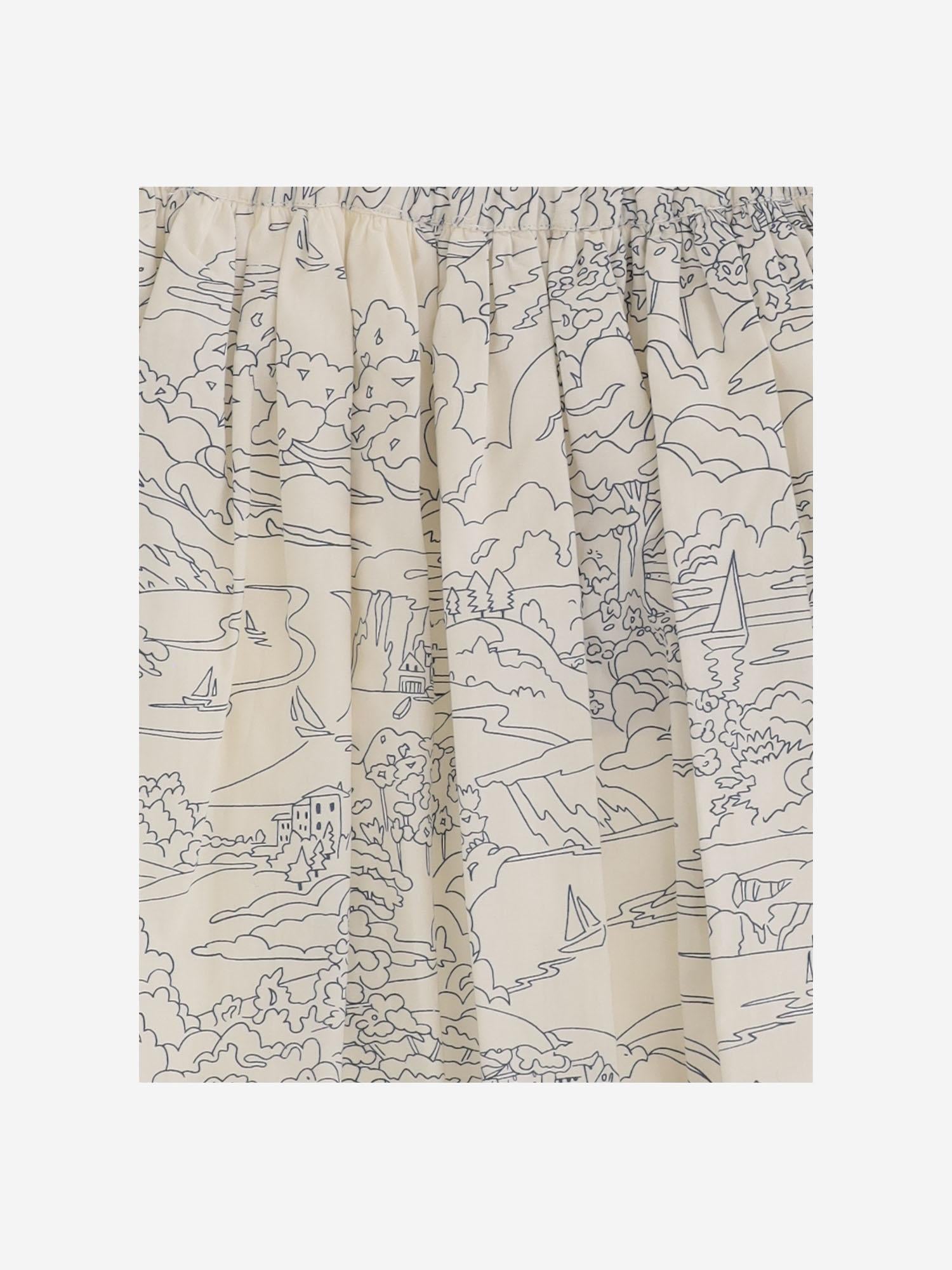 GONNA IN COTONE CON STAMPA ILLUSTRATA S06GSKW00014 677 BONPOINT KIDS 