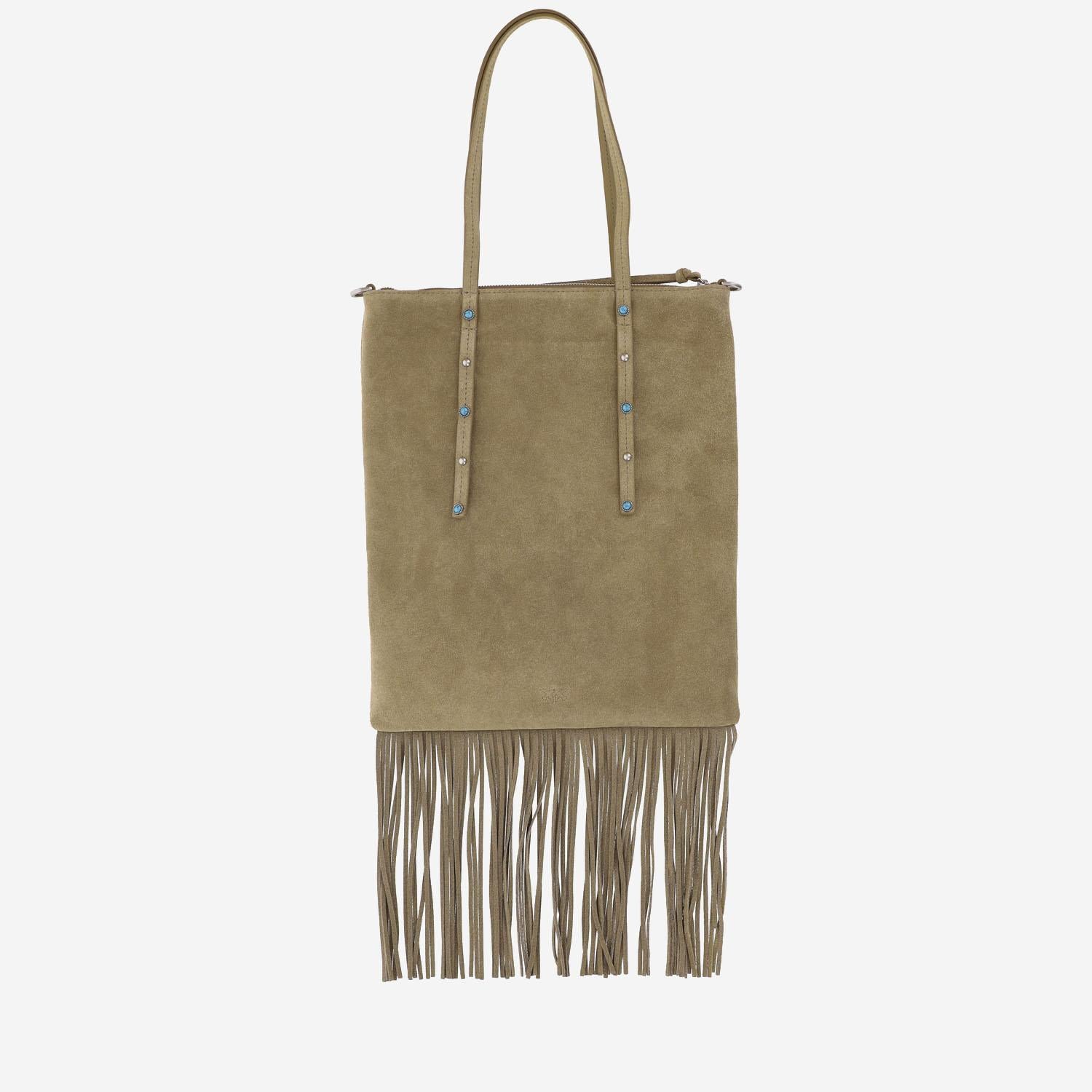 Borsa Shopping in suede con frange 106666 A0F6L22O PINKO 