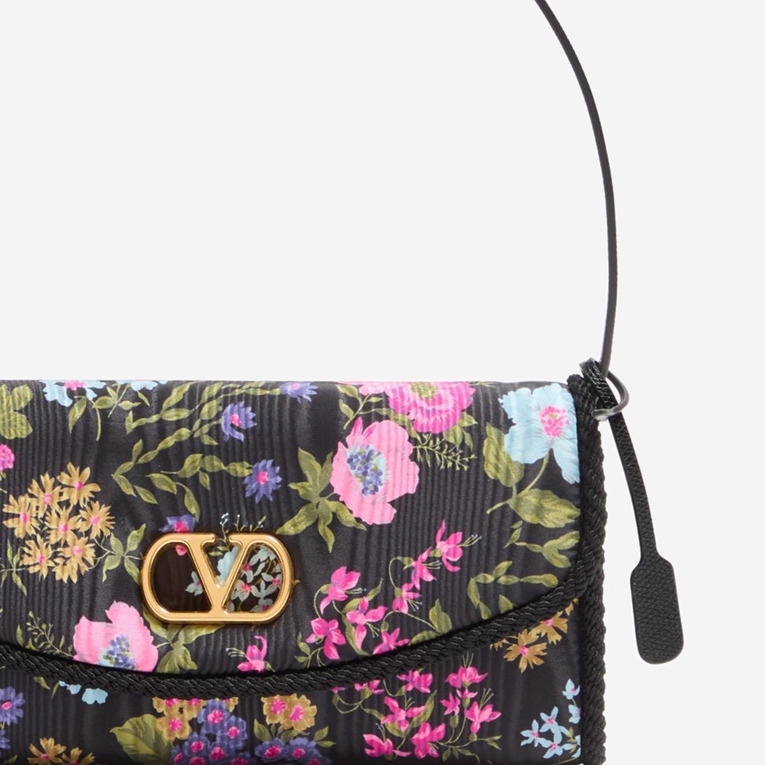 Borsa a spalla in tessuto moiré con stampa Papier Floral 8W0B0T31 QLZN96 VALENTINO GARAVANI 