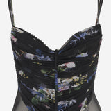 TOP IN NYLON STRETCH CON MOTIVO FLOREALE A544C215A F9905 BLUMARINE 