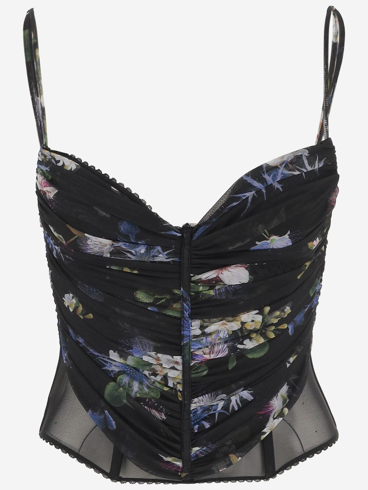 TOP IN NYLON STRETCH CON MOTIVO FLOREALE A544C215A F9905 BLUMARINE 