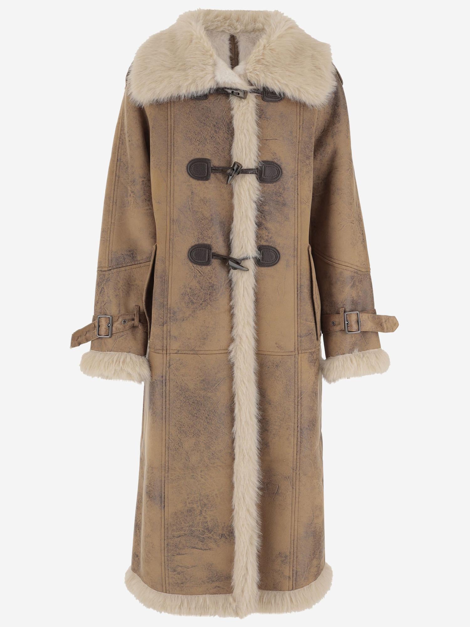 CAPPOTTO IN NYLON CON DETTAGLI IN PELLICCIA PZ119 SLV003 UNCOMMON 