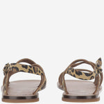 SANDALI IN PELLE CON MOTIVO ANIMALIER 1239 SCAMOSCIATOBENGALA PèPè KIDS 