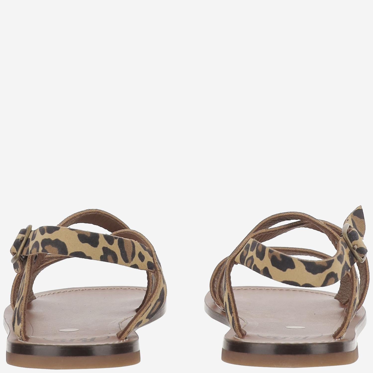 SANDALI IN PELLE CON MOTIVO ANIMALIER 1239 SCAMOSCIATOBENGALA PèPè KIDS 