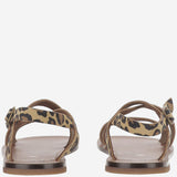 SANDALI IN PELLE CON MOTIVO ANIMALIER 1239 SCAMOSCIATOBENGALA PèPè KIDS 