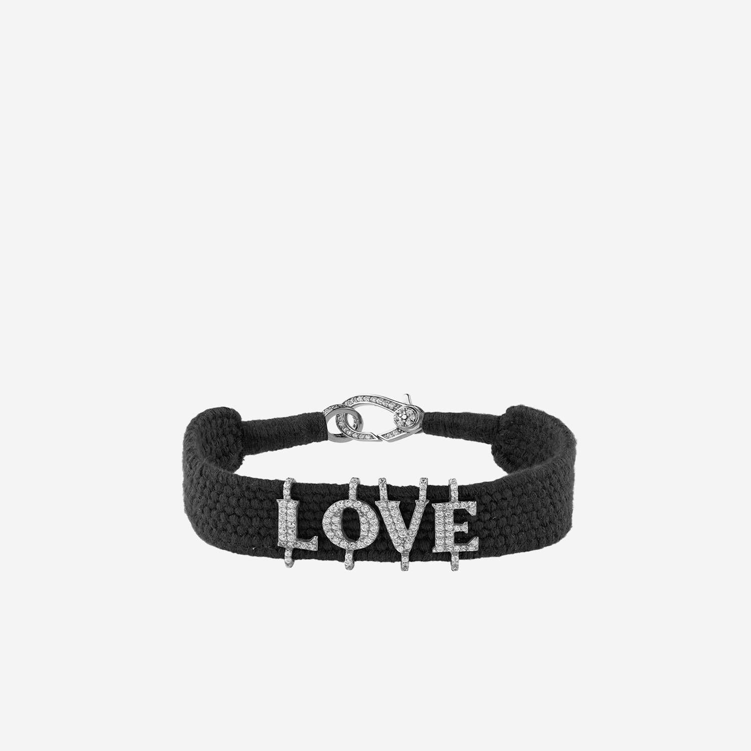 BRACCIALE ALPHA LOVE CON DIAMANTI ALPHA LOVE NERO SILVIA BINI GIOIELLI 