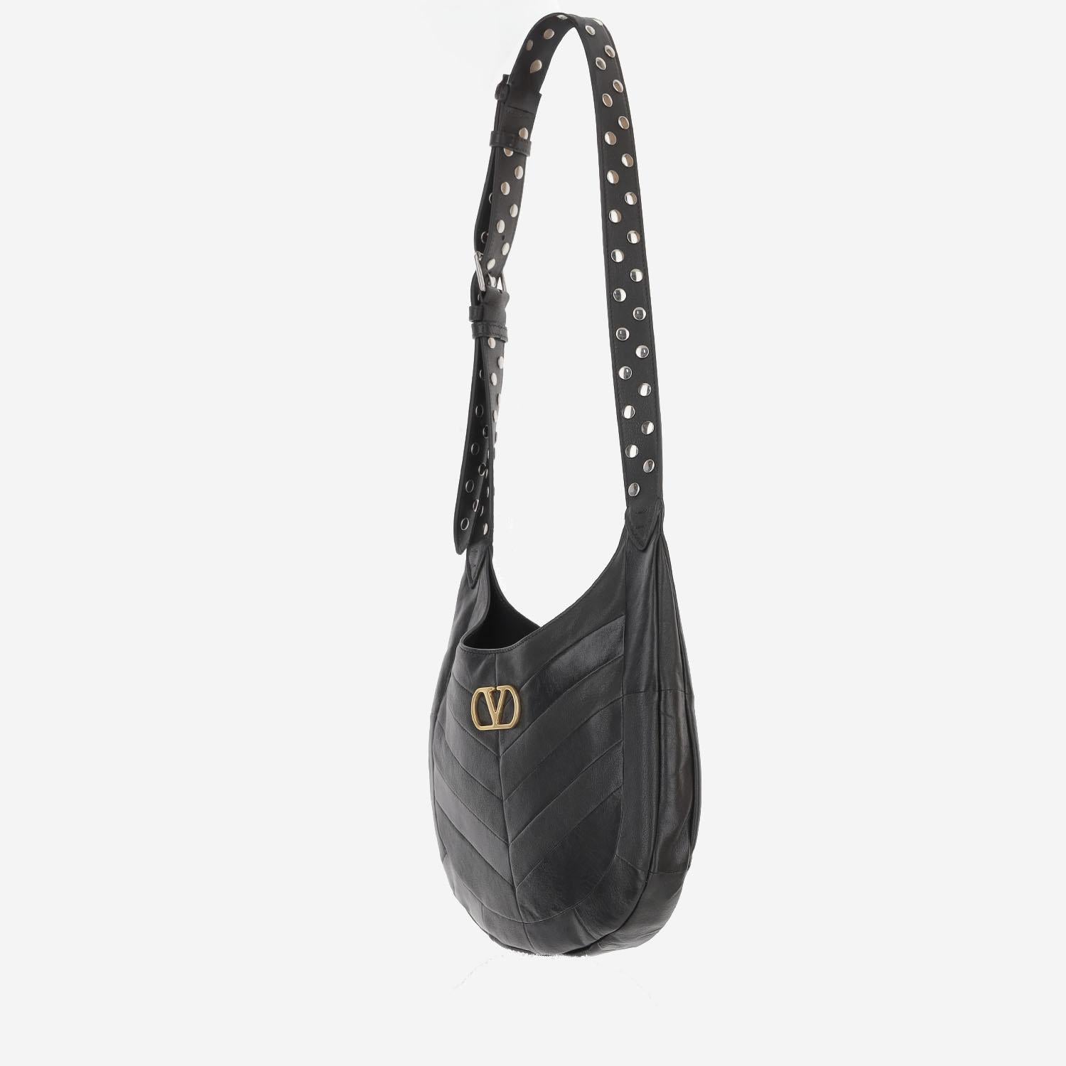Borsa Hobo Piccola Valentino Garavani Hoboho In Nappa Motivo Chevron 7W0B0S63 GHA0NO VALENTINO GARAVANI 