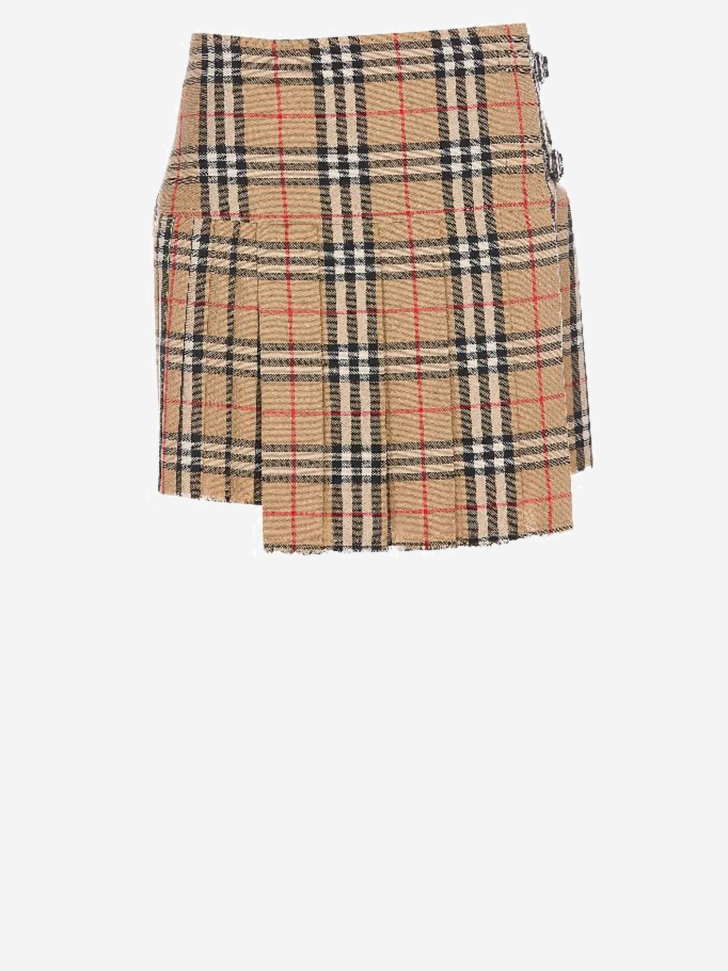 Mini kilt a pieghe con motivo check 8025832 ARCHIVE BEIGE IP CHK BURBERRY 