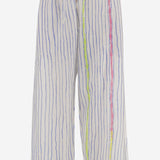 PANTALONI IN COTONE E SETA A RIGHE DLWPBEF02 MULTI PERO 