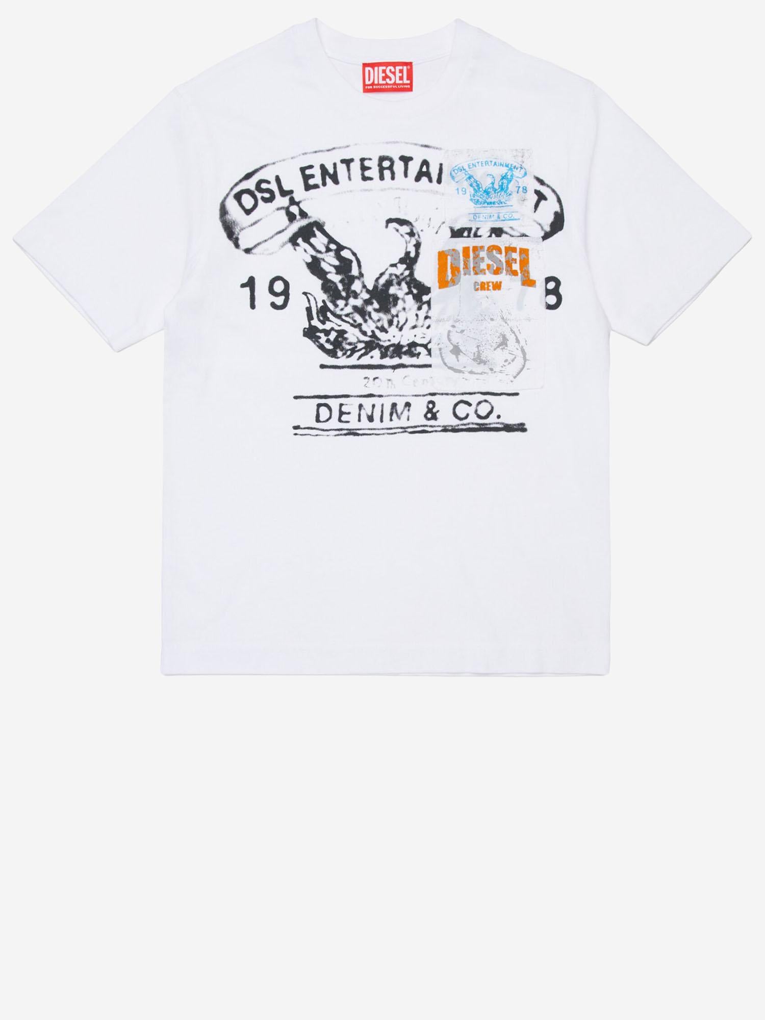 T-SHIRT TDERSIM OVER IN COTONE CON LOGO J02583 KYAYSK100 DIESEL KIDS 