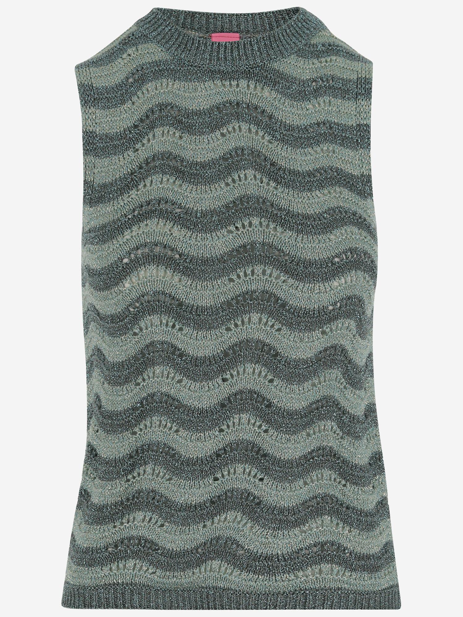 TOP IN MISTO VISCOSA CON MOTIVO ONDULATO 068 VERDE COLOUR MARKET 