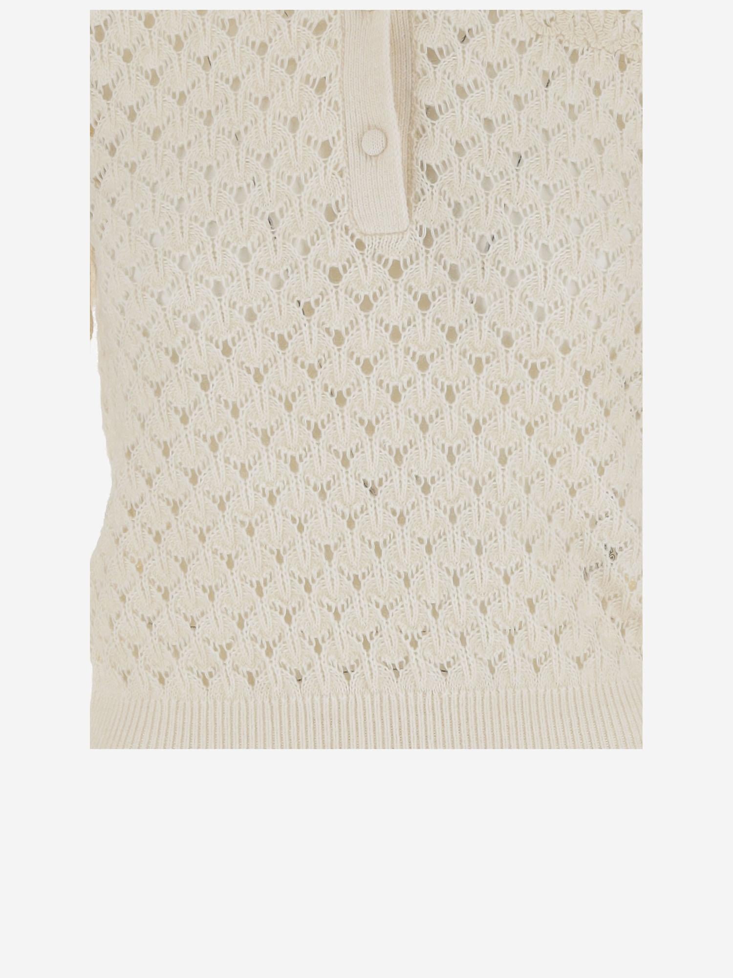 POLO CON COLLETTO IN PIZZO CH25AMP47590 107 CHLOE 