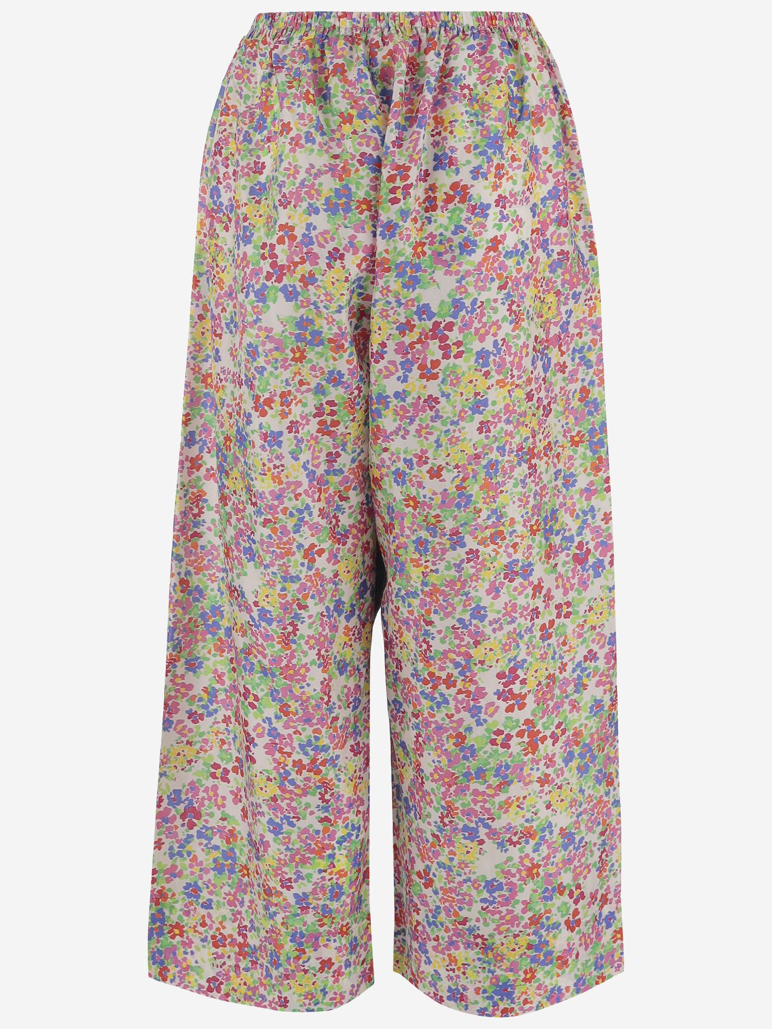 PANTALONI IN SETA CON MOTIVO FLOREALE DLWPBSUF03 MULTI PERO 