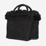 BORSA TOTE IN RAFIA E COTONE LAGUNA BLACK IBELIV 