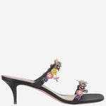 SANDALI VITTORIA CON APPLICAZIONI FLOREALI VITTORIASLIPPER 55BLACKMULTICOLOR AMINA MUADDI 
