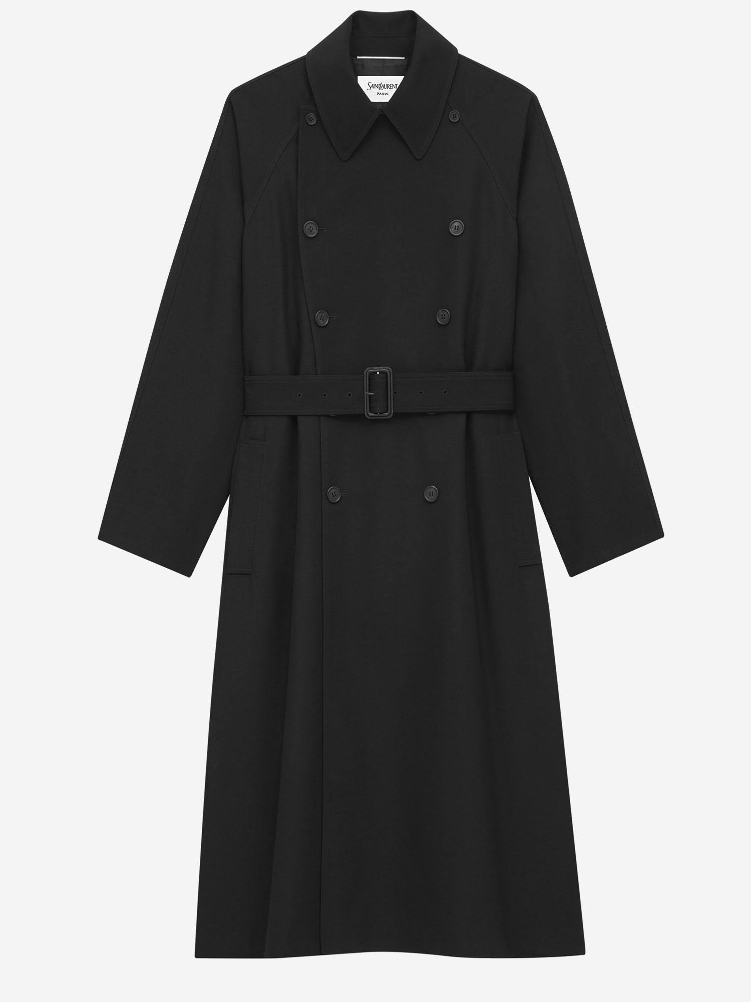 CAPPOTTO LUNGO IN GRAIN DE POUDRE 848512 Y5J401000 SAINT LAURENT 