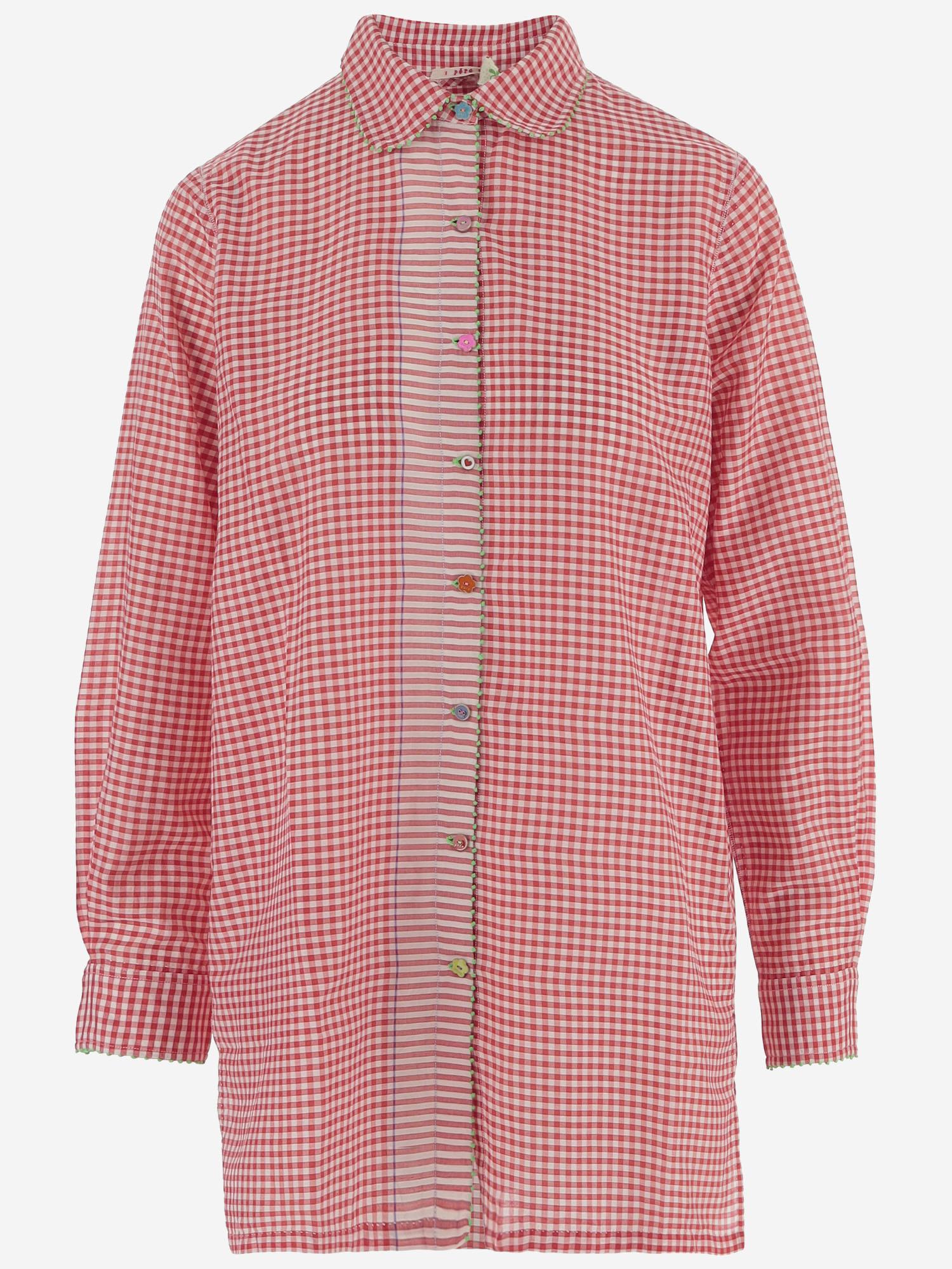 CAMICIA A QUADRI IN misto seta COTONE DLWPLSPLA02 WHITERED PERO 