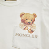 T-SHIRT A MANICHE LUNGHE IN COTONE STRETCH CON MOTIVO TEDDY BEAR 8D0000589AUM 034 MONCLER ENFANTS 