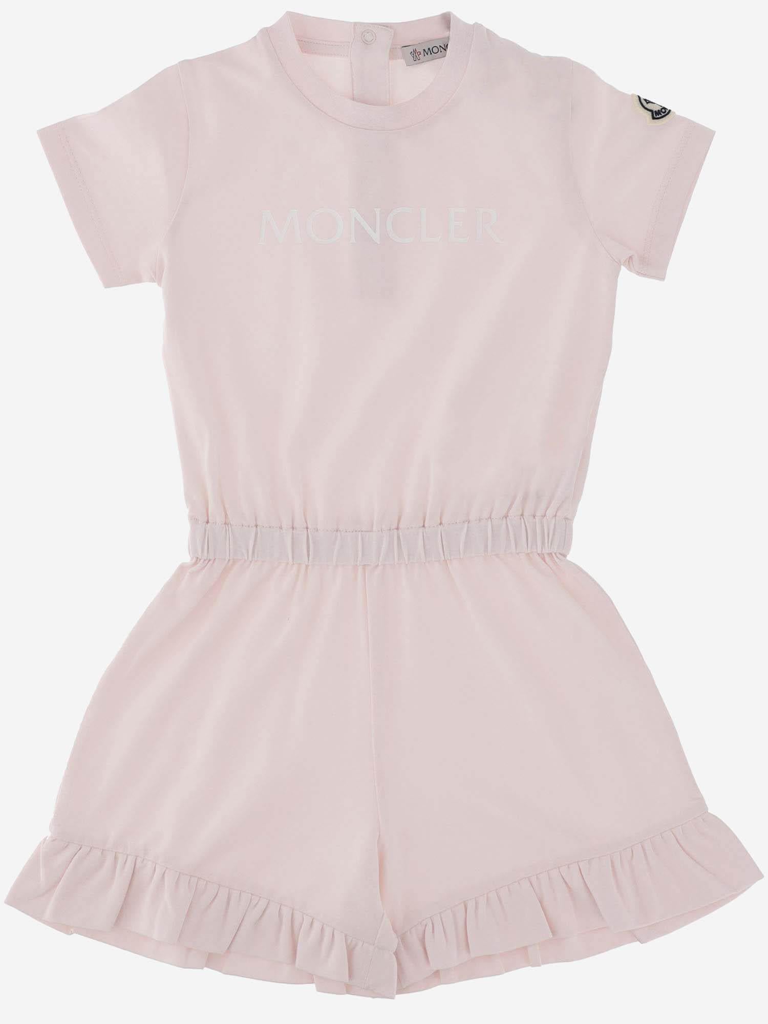 TUTA IN COTONE STRETCH CON LOGO 8L000058790N 504 MONCLER ENFANTS 