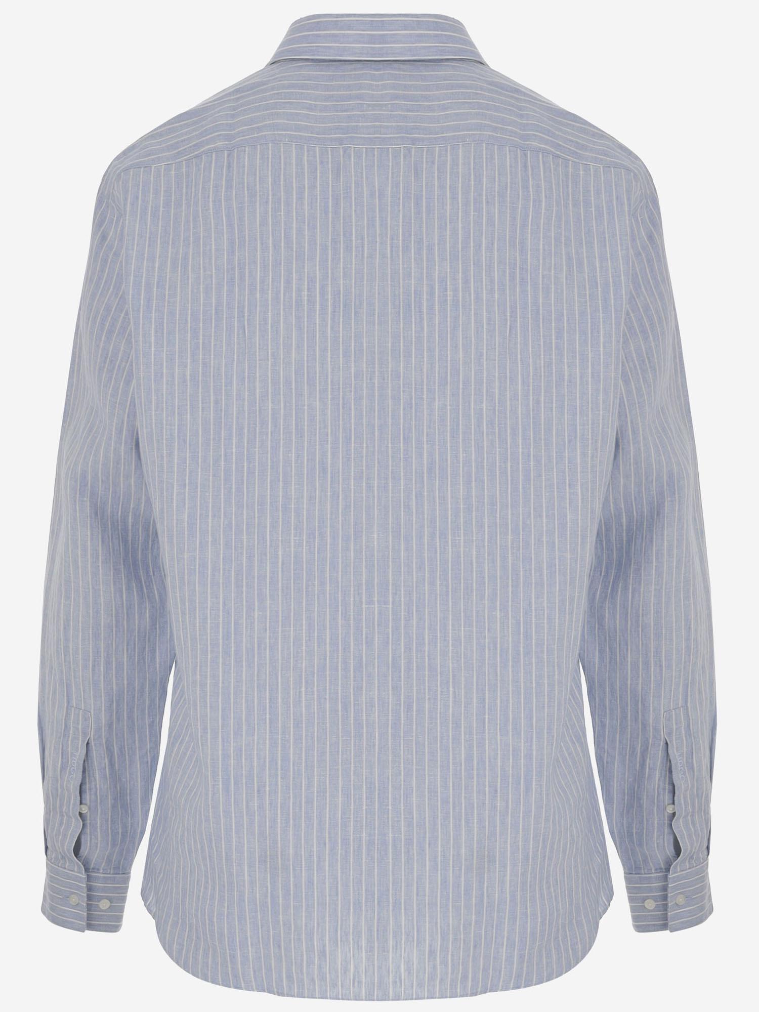 CAMICIA IN LINO CON MOTIVO A RIGHE 50562694 459 HUGO BOSS 