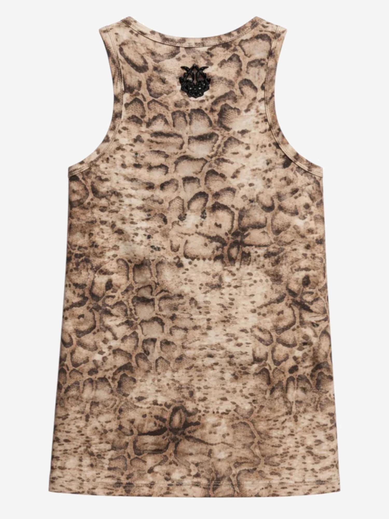 CANOTTA IN COTONE STRETCH CON MOTIVO ANIMALIER 106919 A3DPCZ9 PINKO 