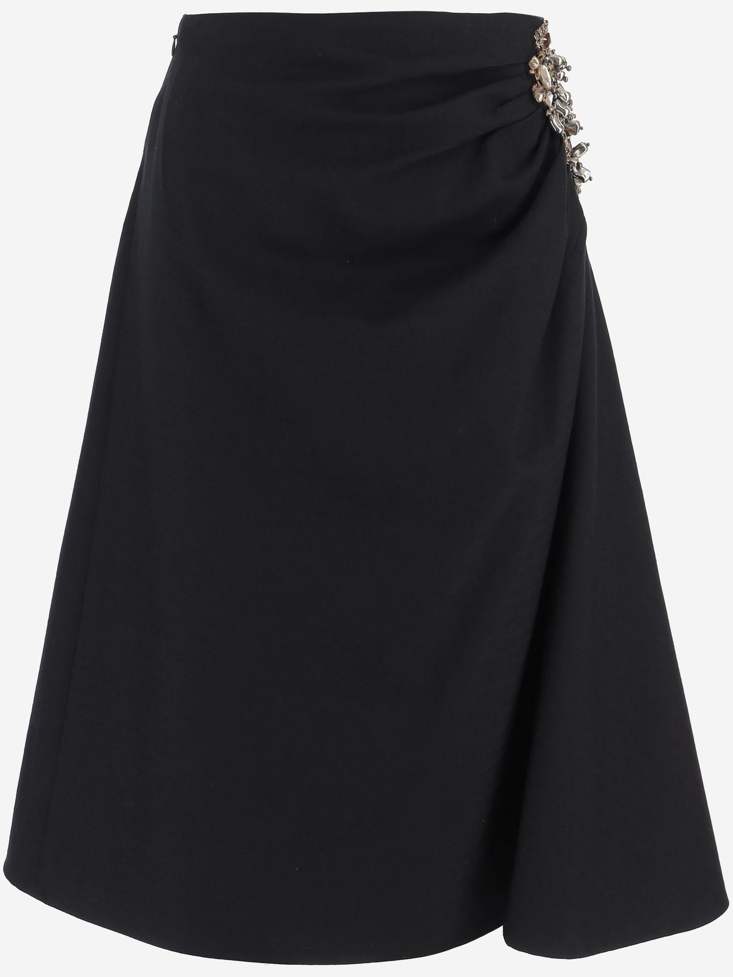 GONNA IN LANA CON DRAPPEGGIO E APPLICAZIONE DECORATIVA 010880 2193509 DRIES VAN NOTEN 