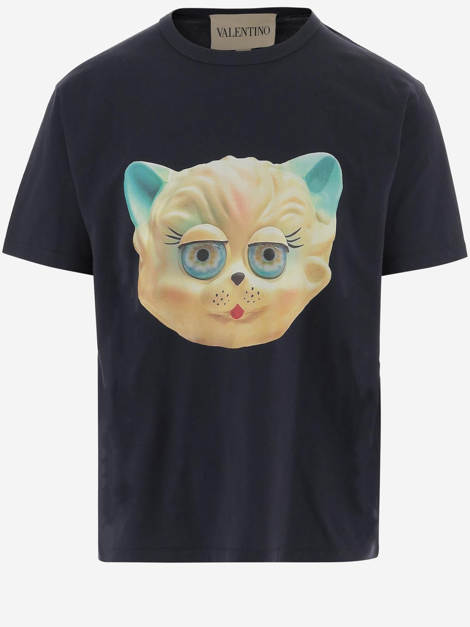 T-shirt in cotone con Stampa Le Chat De La Maison 8V3MG16P BD0598 VALENTINO 