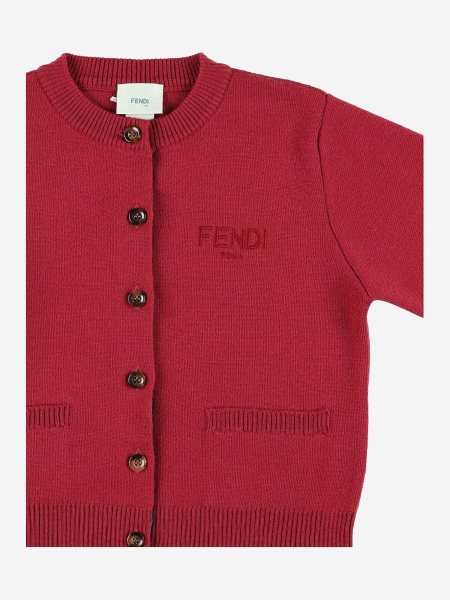 CARDIGAN IN LANA CON LOGO JFG233 AUKUF1SAY FENDI KIDS 