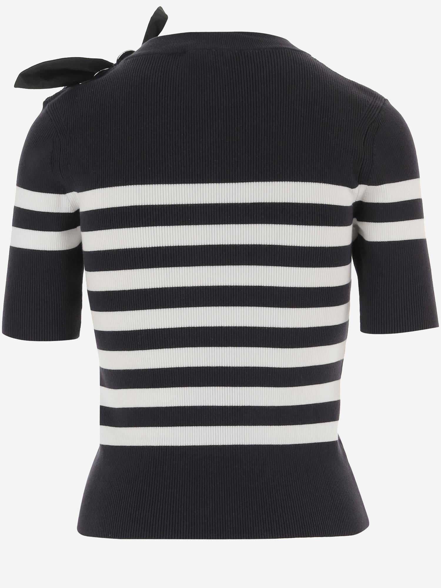 T-SHIRT IN MISTO COTONE STRETCH CON MOTIVO A RIGHE KN3328092 5970 PATOU 