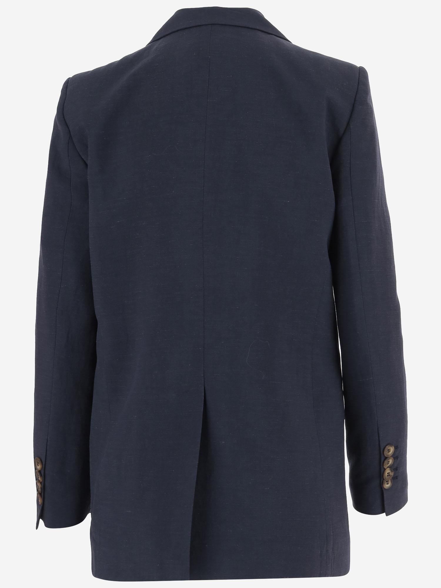 GIACCA DOPPIOPETTO IN VISCOSA E LINO 2973 3687BLU F.IT 