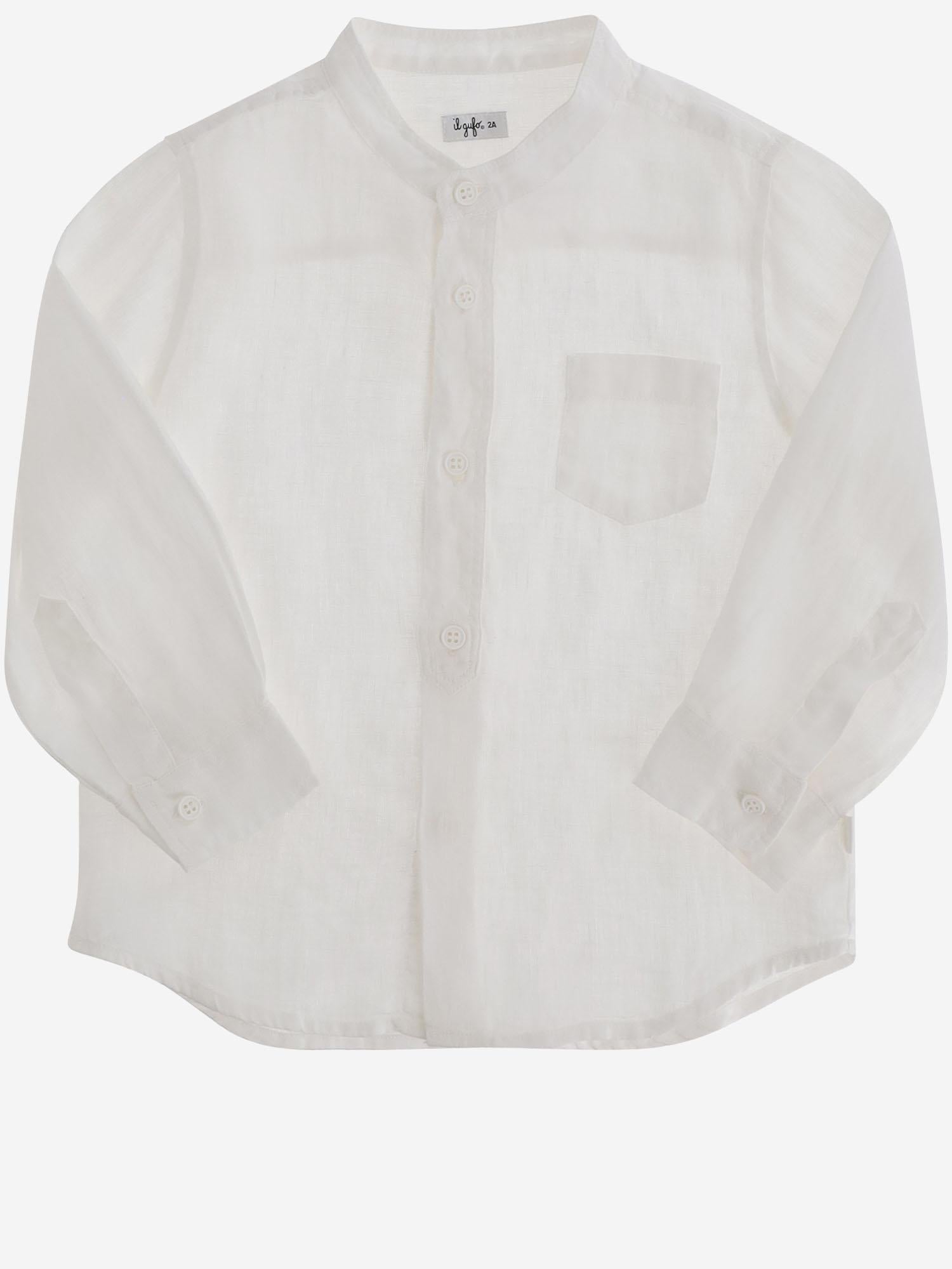 Camicia in lino P25CL016L6006 010 IL GUFO KIDS 