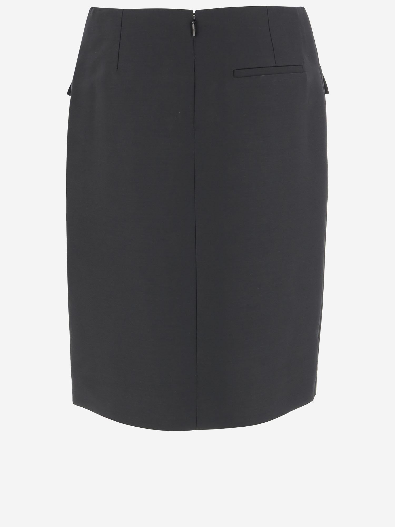GONNA IN VISCOSA E LANA CON DOPPIO SPACCO 13H670 006NERONERO SALVATORE FERRAGAMO 
