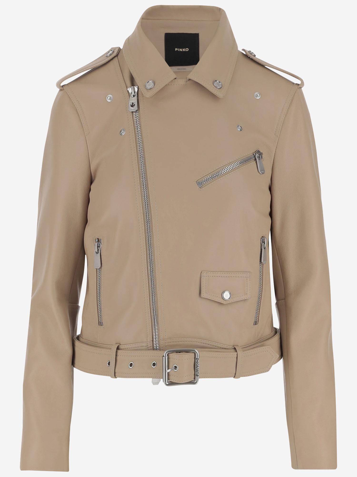 GIACCA BIKER IN PELLE 103897 A21LD42 PINKO 