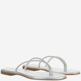 SANDALI IN PELLE CON STRASS<BR/> BALOS SILVER KIMA 