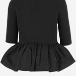 MAGLIONE A COSTINE CON FONDO CON RUCHE IN LANA E FAILLE KN2738040 999B PATOU 