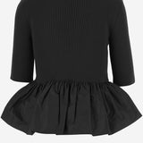 MAGLIONE A COSTINE CON FONDO CON RUCHE IN LANA E FAILLE KN2738040 999B PATOU 