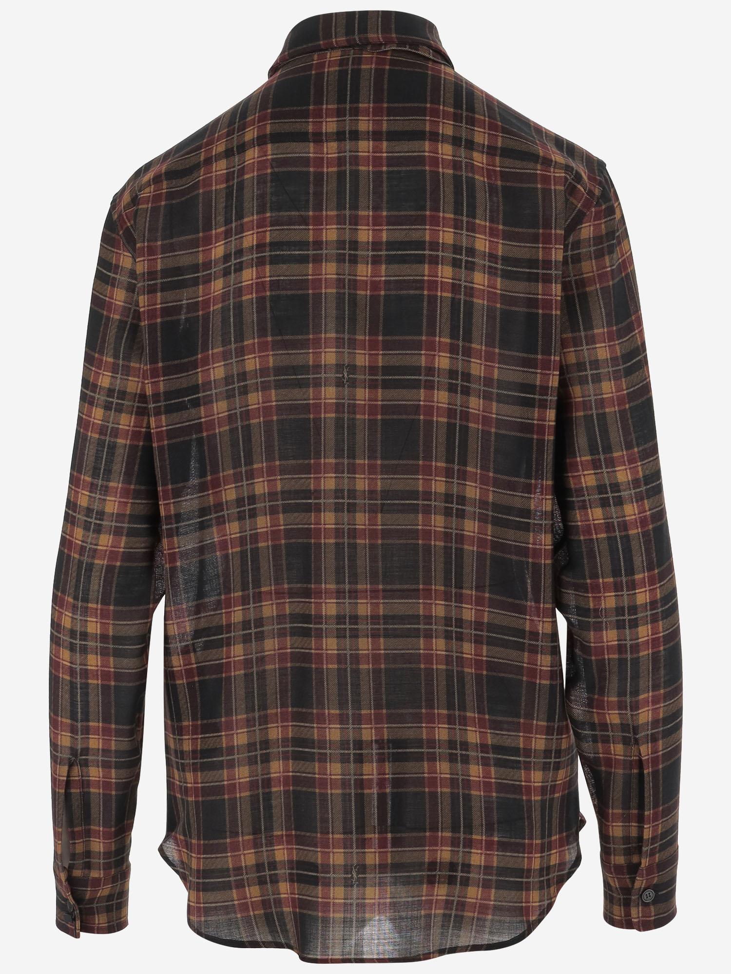Camicia lavallière CASSANDRE  in lana tartan 838891 Y26ZA6703 SAINT LAURENT 