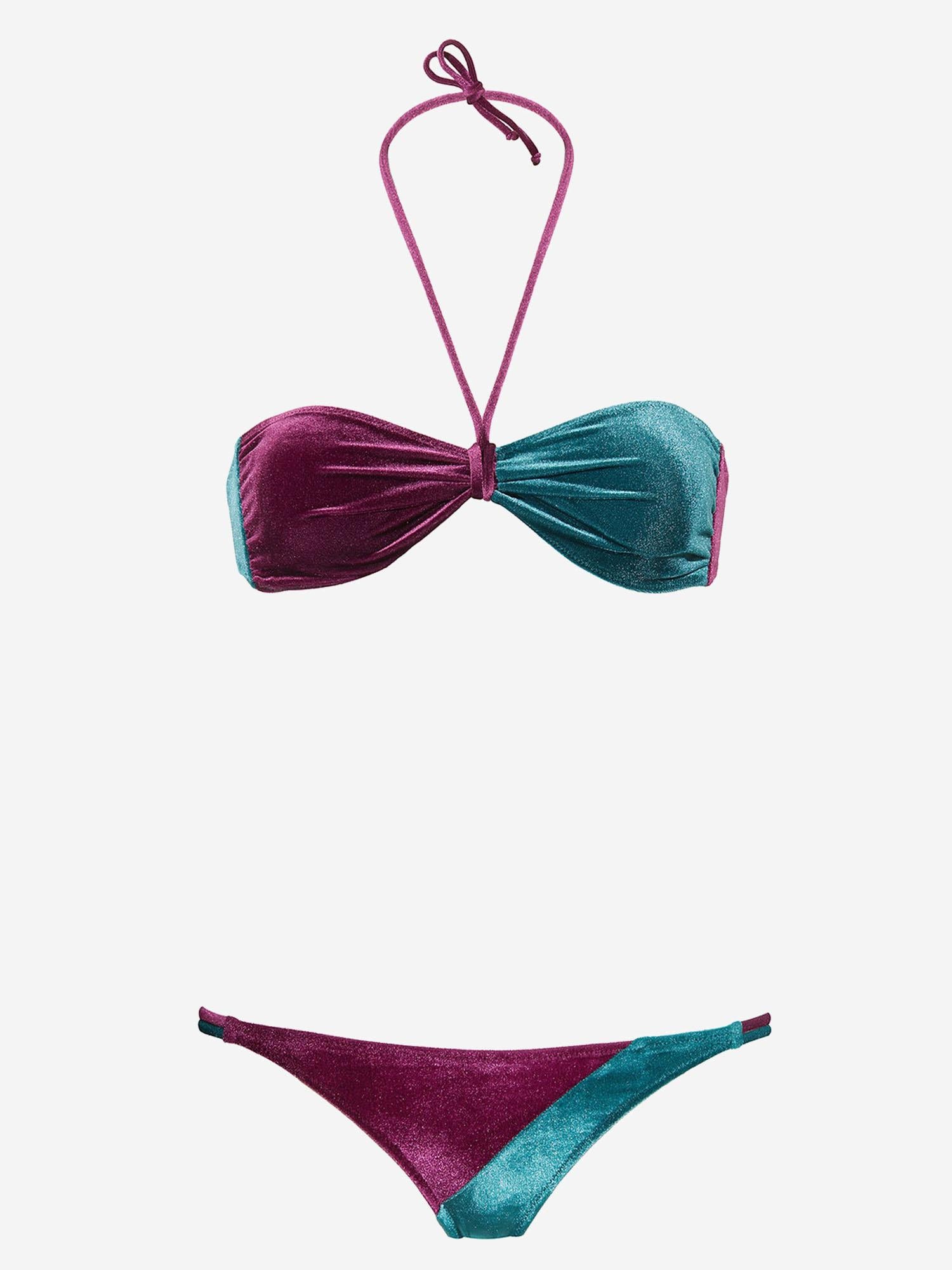 COSTUME DA BAGNO ALE CON MOTIVO COLOR-BLOCK LALLAVELVET PETROLIOBORDEAUX VVIDI 