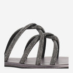 SANDALI IN PELLE CON STRASS TASO ANTRACITE KIMA 