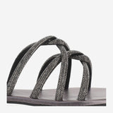 SANDALI IN PELLE CON STRASS TASO ANTRACITE KIMA 