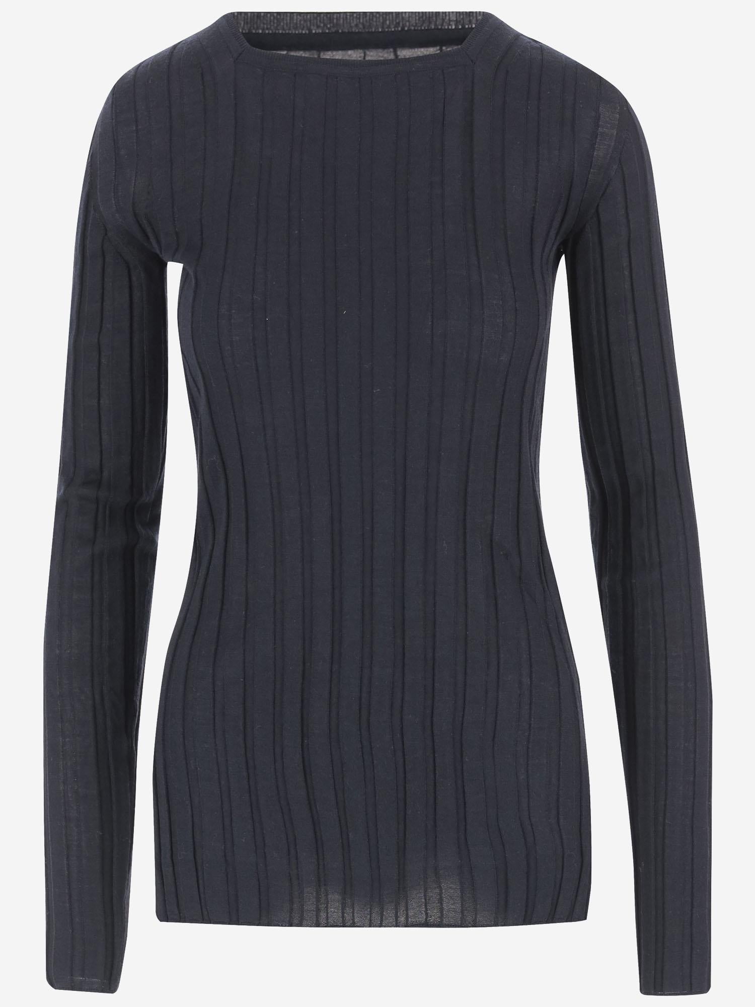 MAGLIA IN LANA E SETA A COSTE 6252K21057 MIDNIGHT CARVEN 
