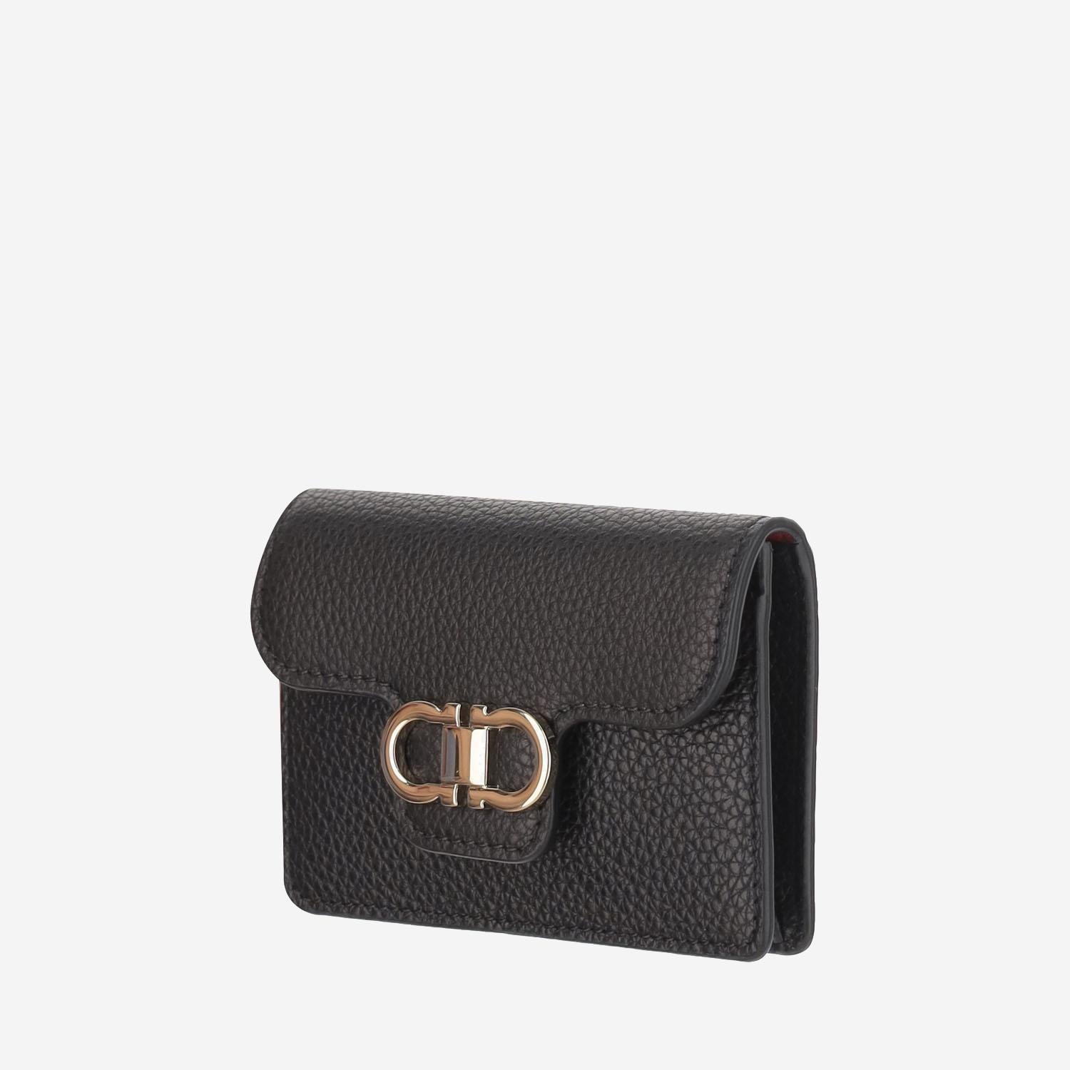 PORTAFOGLIO IN PELLE GANCINI 220963 002NEROFLAMERED SALVATORE FERRAGAMO 