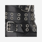 COMBAT BOOTS IN PELLE CON CINTURE E OCCHIELLI S097750 VCLBLK MACH & MACH 