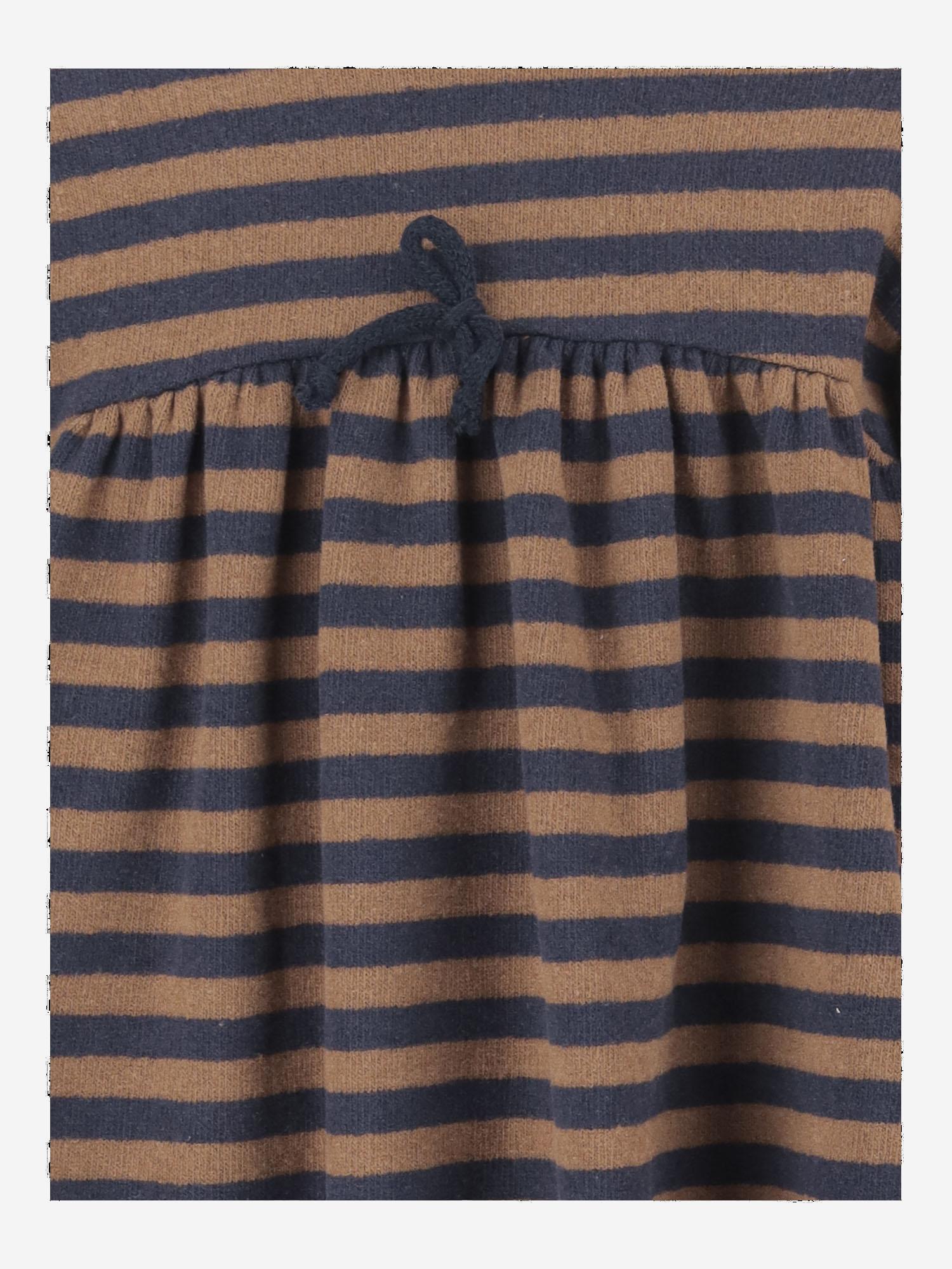 ABITO IN MISTO COTONE STRETCH A RIGHE CON FIOCCO 25W166 CASTAGNA 1+ IN THE FAMILY KIDS 