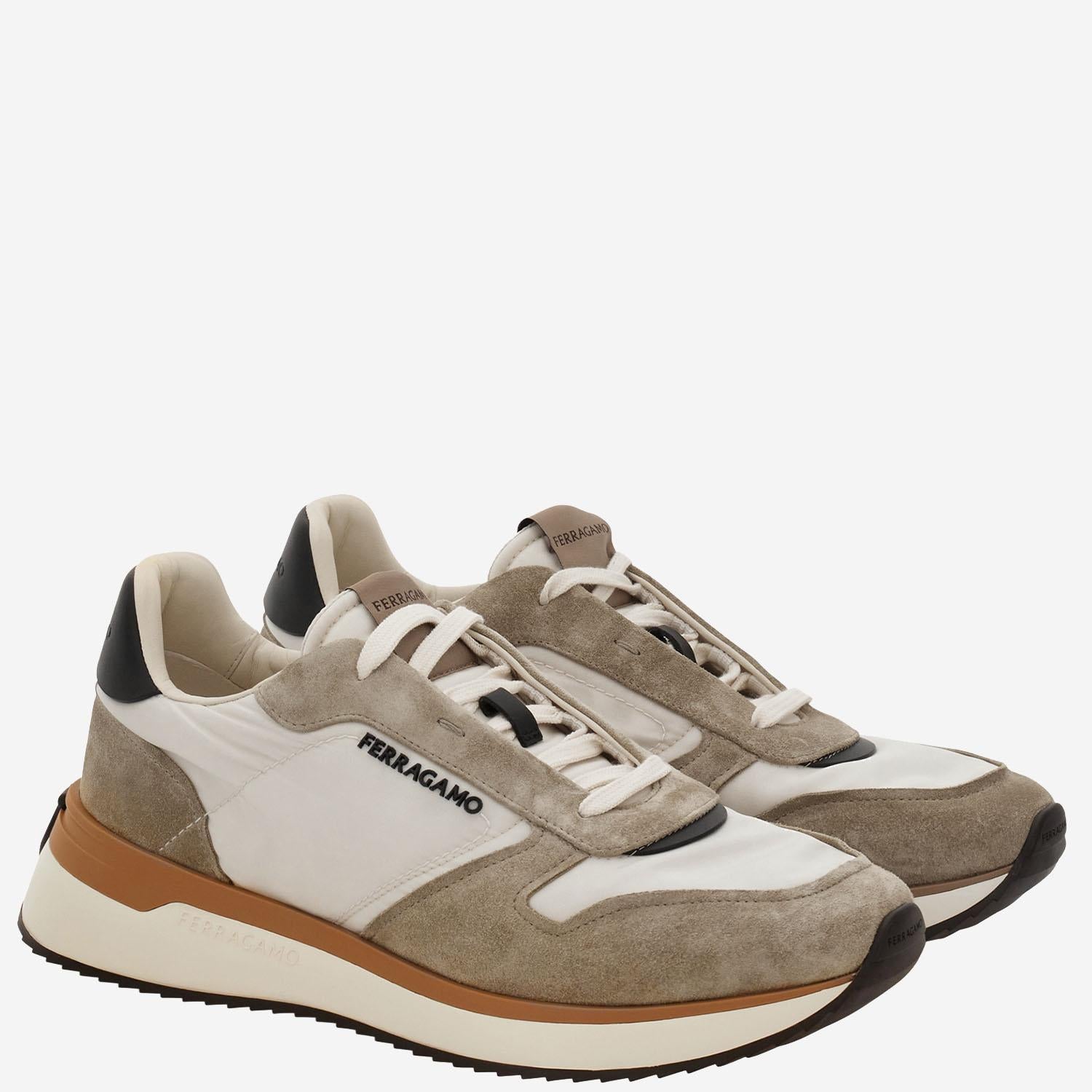 SNEAKERS IN PELLE E TESSUTO CON LOGO LATERALE 02A130 003SAFARIMASCARPONEA706NERO SALVATORE FERRAGAMO 