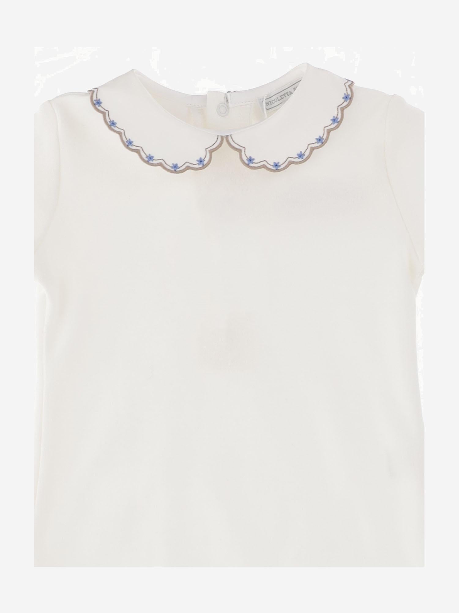 BODY IN COTONE CON COLLETTO RICAMATO BODY BEIGECELESTE NICOLETTA FANNA KIDS 
